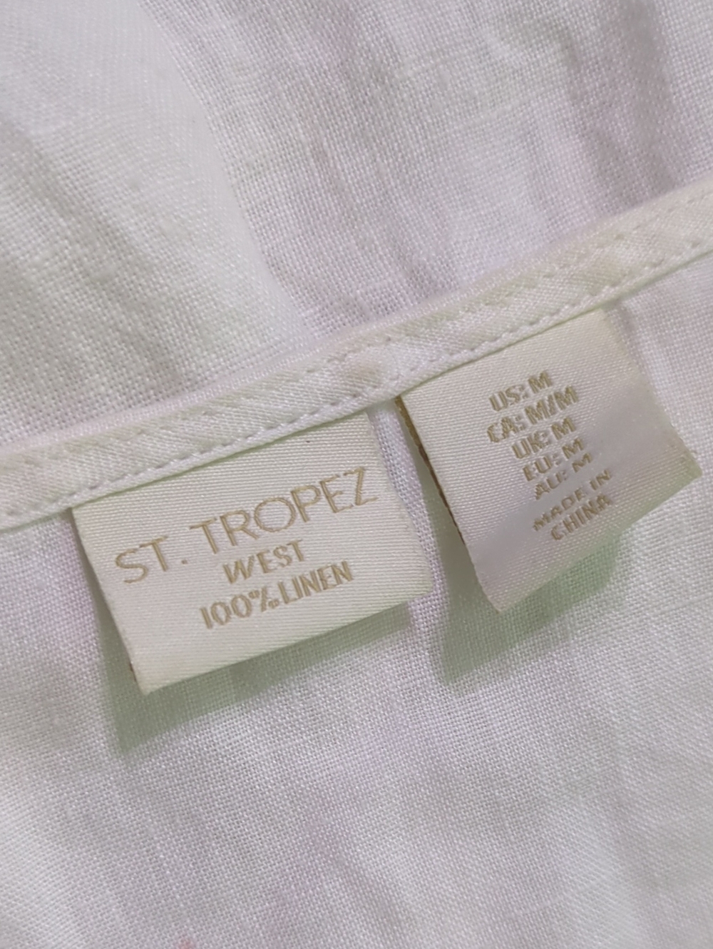 3 Linen Top Bundle Made in Italy St. Tropez West White Blouses Mixed Sizes - Picture 4 of 16